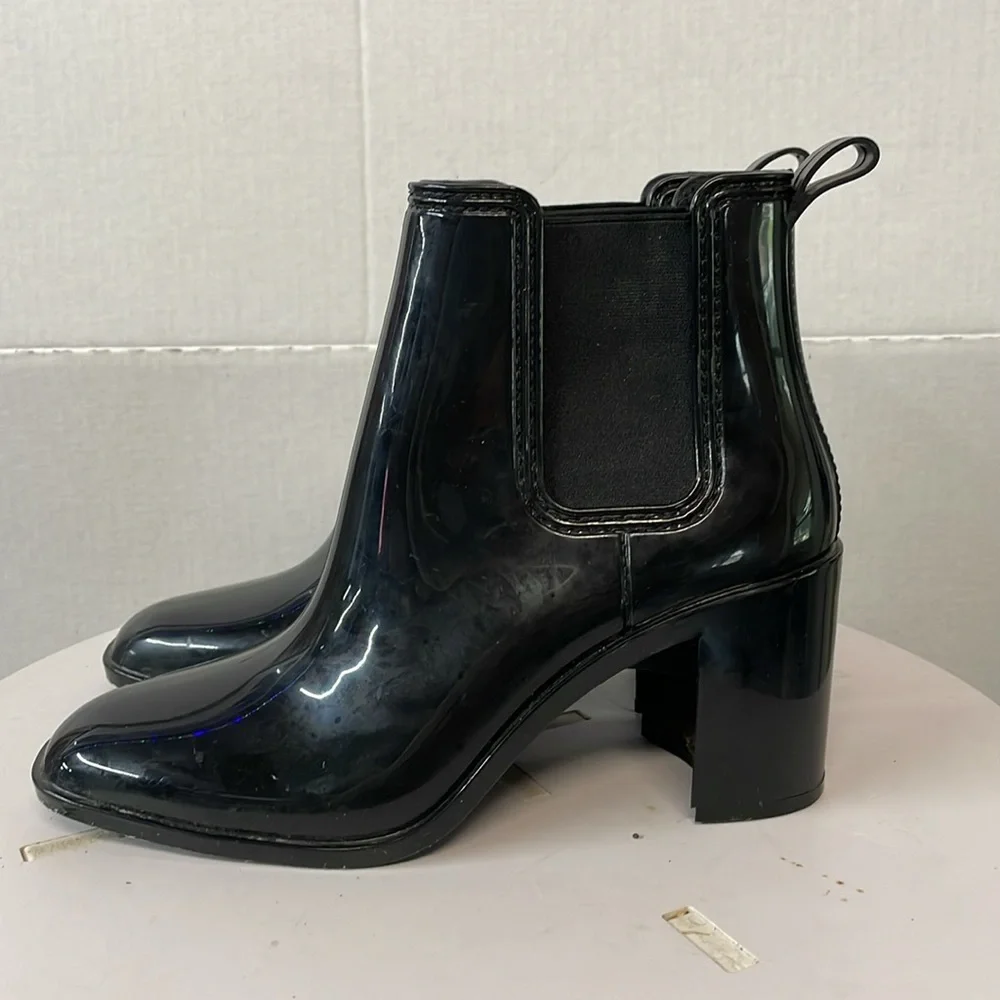 Jeffrey Campbell Womens Sz 9 Stormy Chelsea rain boots‎ Black Pull On